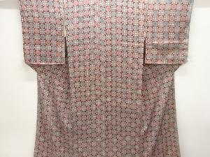 大正ロマン　錦紗市松に花模様着物